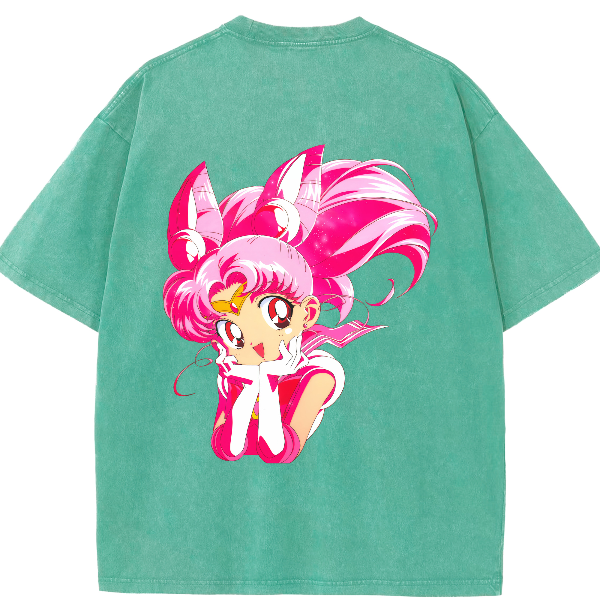 （画像用） 美少女戦士セーラームーン ちびうさ Sailor Moon Chibiusa Tsukino Usagi Small Lady Serenity 綿100% ヴィンテージ風 半袖Tシャツ（背面プリント）
